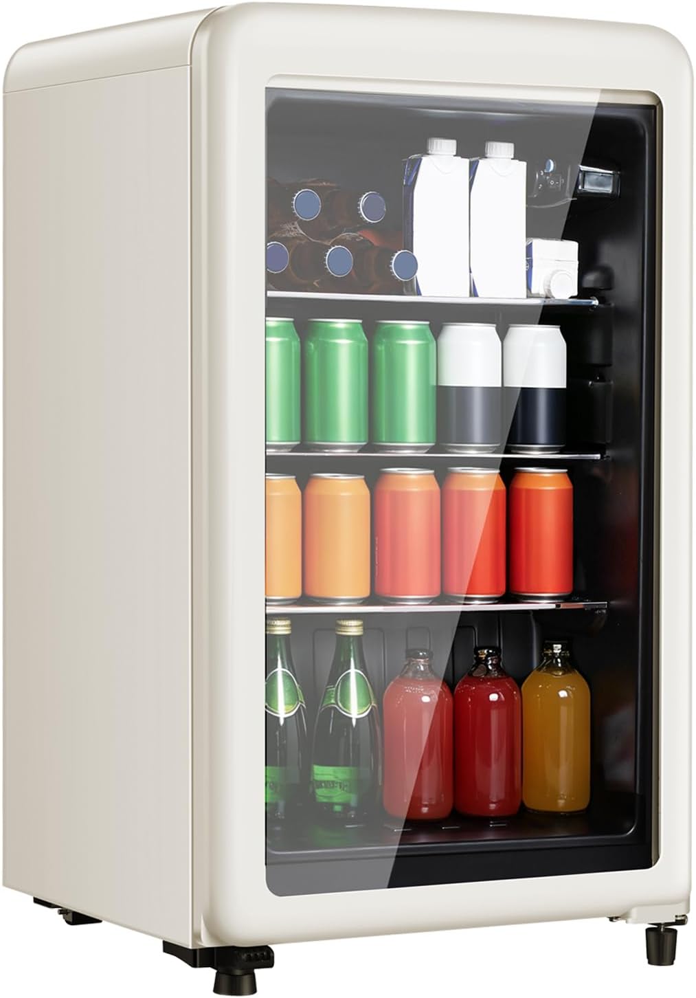 Hailang 3.2 Cu.Ft Retro Beverage Refrigerator with Glass Door, White