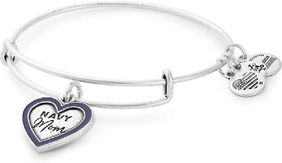 Alex and ANI Women's Navy Mom Bangle Bracelet, Rafaelian Silver
