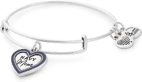 Alex and ANI Women's Navy Mom Bangle Bracelet, Rafaelian Silver