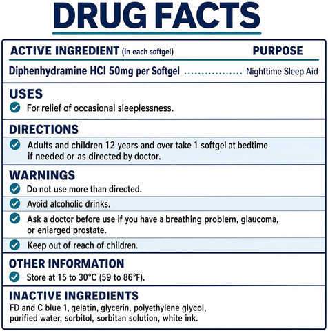 HealthA2Z® Sleep Aid Diphenhydramine 50mg, 30 Softgels (Pack of 3)