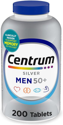 Centrum Silver Men's 50+ Multivitamin with Vitamin D3, B-Vitamins, Zinc for Memory and Cognition - 200 Tablets