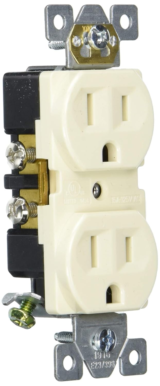 GE Duplex Wall Outlet, 2 Grounded Outlets, Light Almond