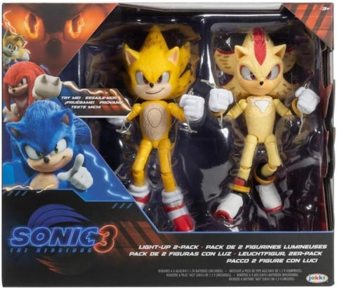 JAKKS Pacific Sonic The Hedgehog Light Up Super Sonic & Super Shadow Action Figure Set
