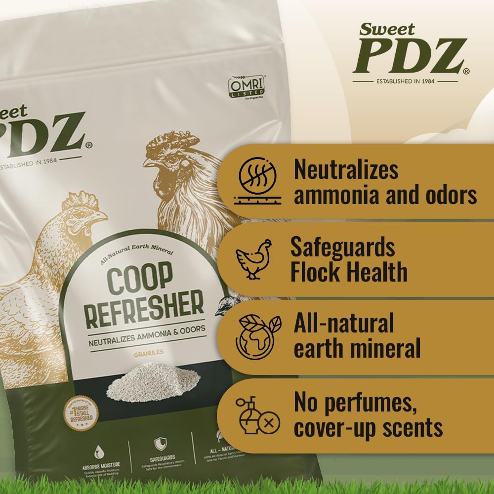 Sweet PDZ - Coop Refresher - Zeolite Odor Eliminator - Essential Chicken Coop Accessory (4-Pack)