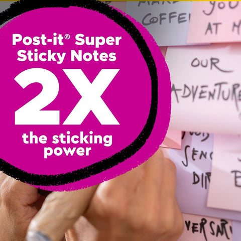 Post-it 100% Recycled Super Sticky Notes, 3 x 3 in, Pastels, 5 Pads