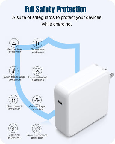 Mac Book Pro Charger - 120W USB C Fast Charger Power Adapter Compatible with USB C Port MacBook Pro & MacBook Air 13, 14, 15, 16 inch, New ipad Pro and All USB C Device, 6.6ft USB-C to C Charge Cable