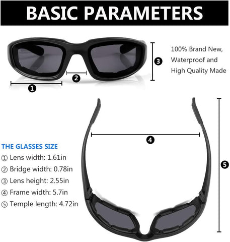 3 Pair Motorcycle Riding Glasses Padding Goggles UV Protection Dustproof Windproof Motorcycle Sunglasses for Outdoor Actives