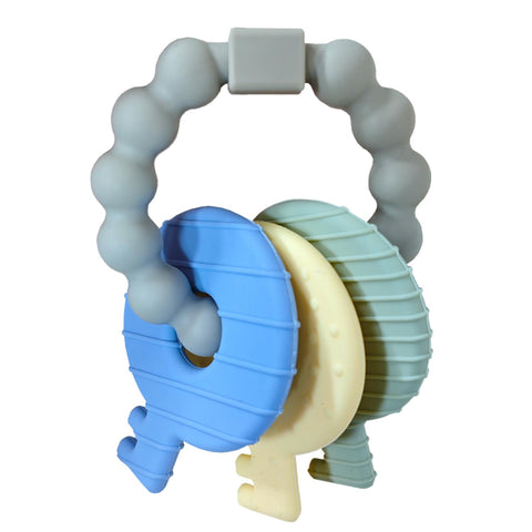 Baby Teether Keys,Teething Keys Toys for 3 to 18 Months Infants Toddler Sensory Chew Toys BPA-Free Toy for Baby Teething Relief(Grey)