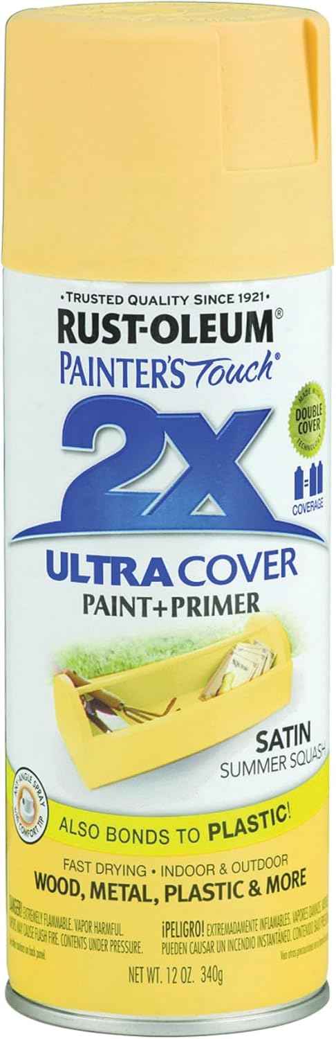 Rust-Oleum Painter's Touch 2X Ultra Cover Spray Paint, Satin Summer Squash