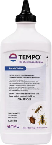 Tempo 1% Dust Insecticide 1.25 lbs | Ready-to-Use Cyfluthrin Bug Dust for Ants, Spiders, Roaches, Bed Bugs, and Stinging Insects | Crack and Crevice Pest Control
