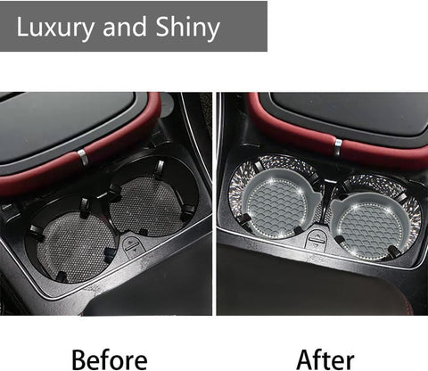NBTEPEM 4pcs Bling Car Cup Holder Coaster, 2.75 inch Anti-Slip Shockproof Universal Fashion Coasters Insert Crystal Rhinestone Automotive Interior Accessories for Women (4 pcs, New Gray)