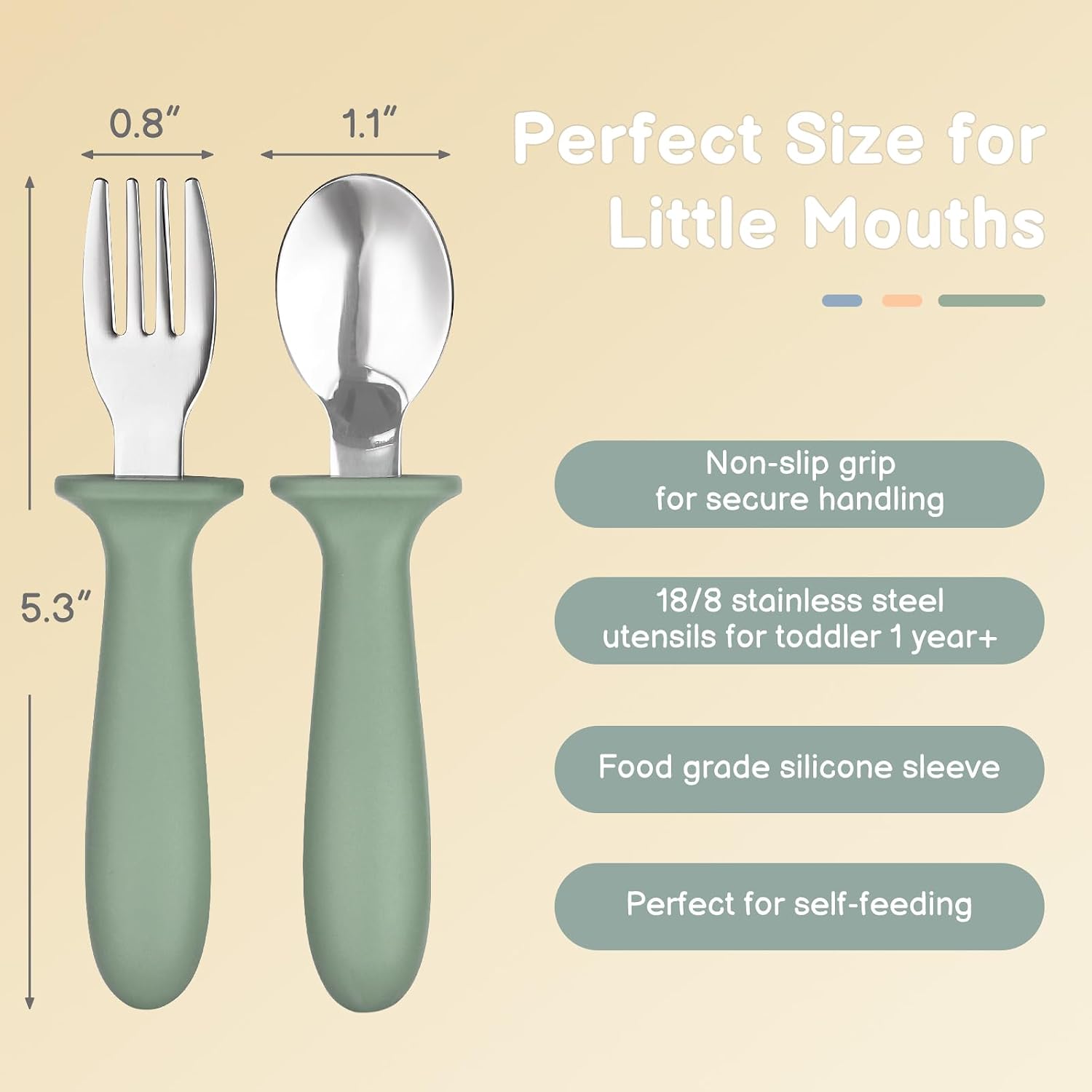 Eascrozn Toddler Utensils, 6 Pack Children Safe Forks and Spoons Set