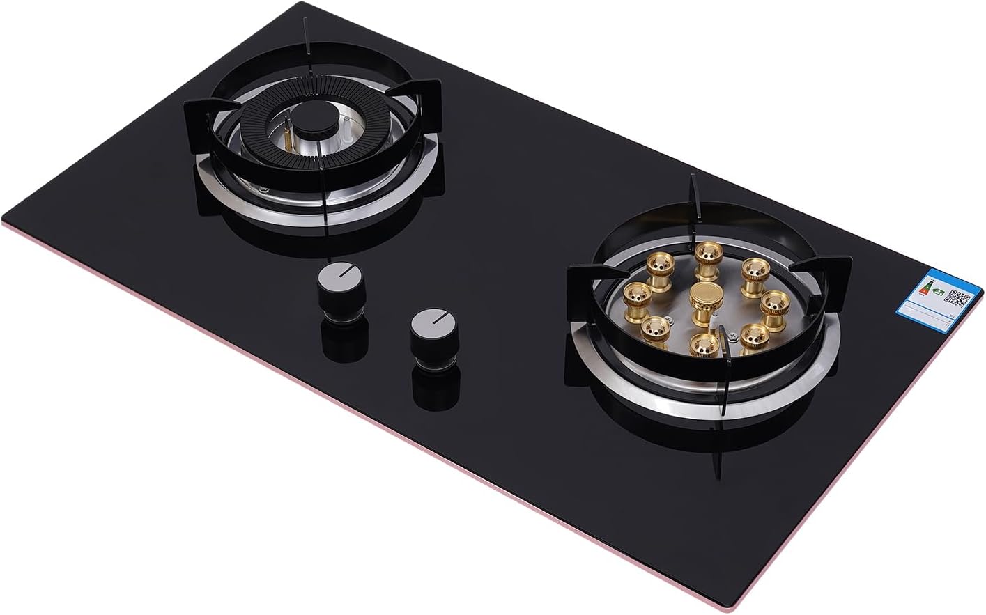 2-Burner Gas Stove 4.2KW & 5.2KW Dual Burners, Drop-in Propane Gas Cooker Tempered Glass, Flameout Protection for Home Kitchens and RVs