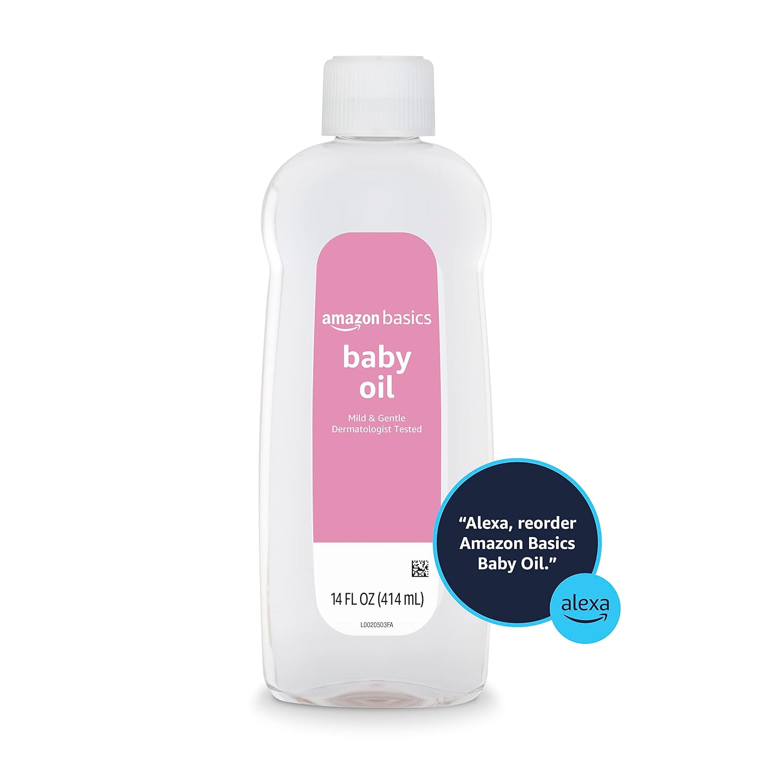 Amazon Basics Baby Oil, Mild & Gentle, Dermatologist Tested, Prevents Moisture Loss, Dry Skin Relief, 14 fl oz, 4-Pack (Previously Solimo)