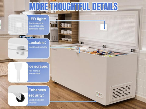 BEYOU 17.8 CU.FT. Chest Deep Freezer, Large Chest Freezer, GARAGE READY