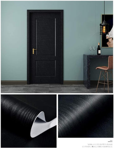 tiltil Black Wood Peel and Stick Wallpaper Wood Contact Paper 17.7" × 118"