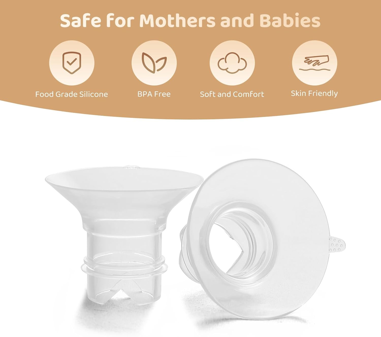 Flange Inserts 19mm Compatible with Medela/Spectra/TSRETE/Elvie/Momcozy/Bellababy Breast Pump 24mm Shields/Flanges, Reduce 24mm Nipple Tunnel Down to 19 mm, 4PCS