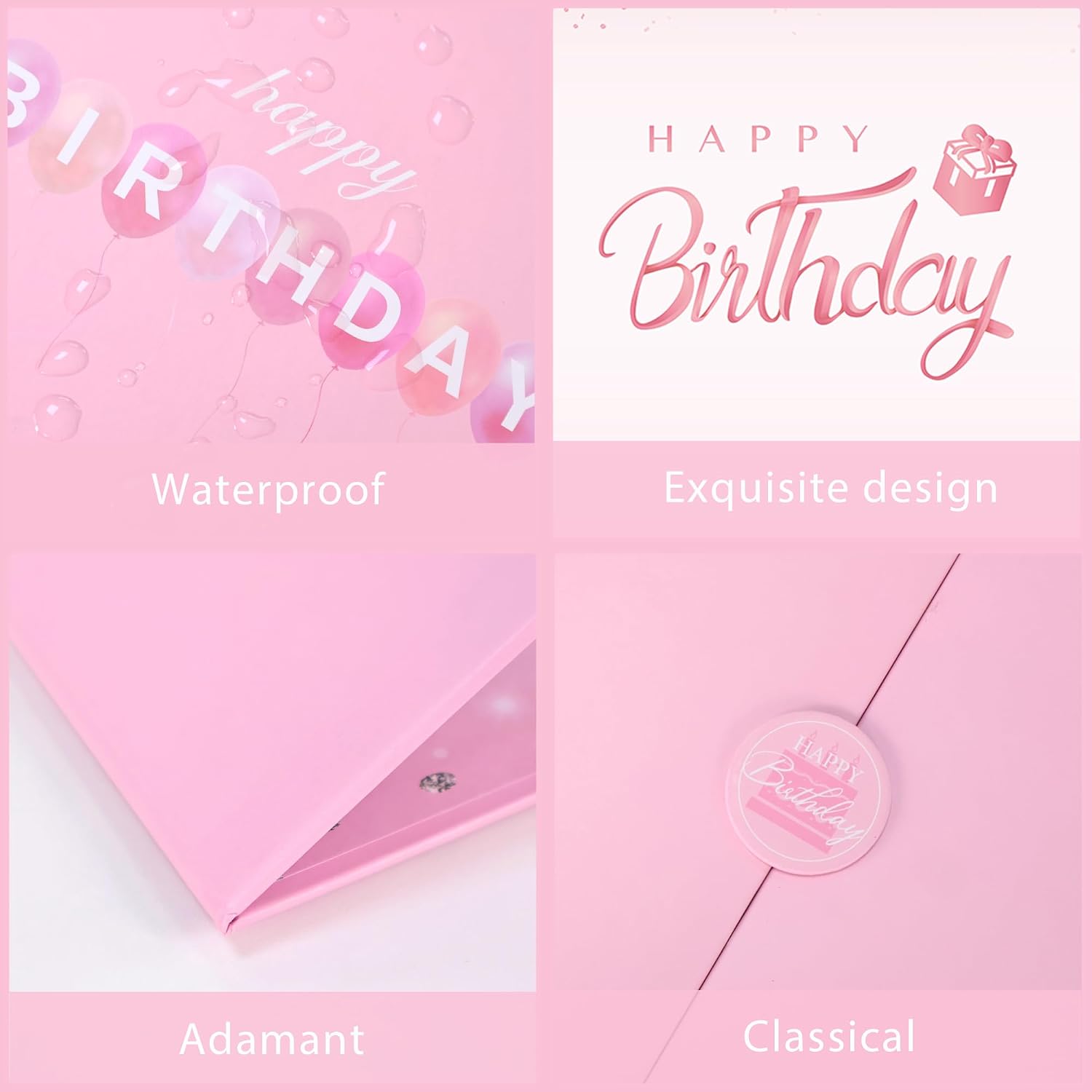 Crenics Pink Happy Birthday Guest Signature Book Alternative 18" x 12"