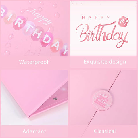 Crenics Pink Happy Birthday Guest Signature Book Alternative 18" x 12"