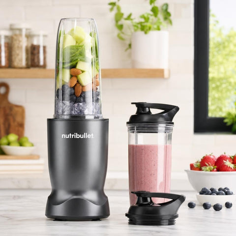 nutribullet Turbo Personal Blender, Shakes, Smoothies, Food Prep, and Frozen Blending, 32 Ounce Cup, 24 Ounce Cup, (2) Flip-top Travel To-Go Lids, 1000 Watt, Gunmetal, NB50400