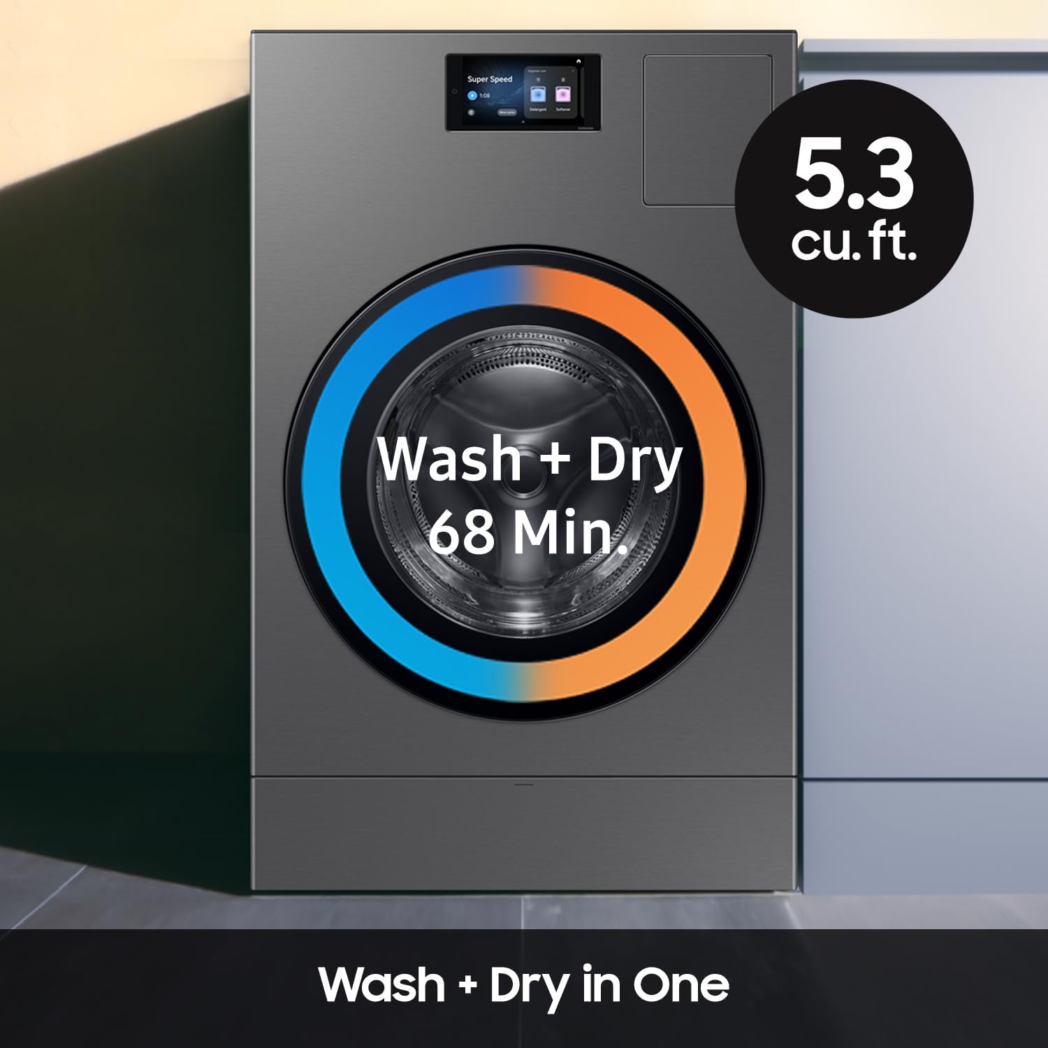 Samsung 5.3 cu ft. Bespoke AI Laundry Vented Combo™ All-in-One Ultra Capacity Washer and Electric Dryer with AI Home, Dark Steel, WD90F53AVSUS