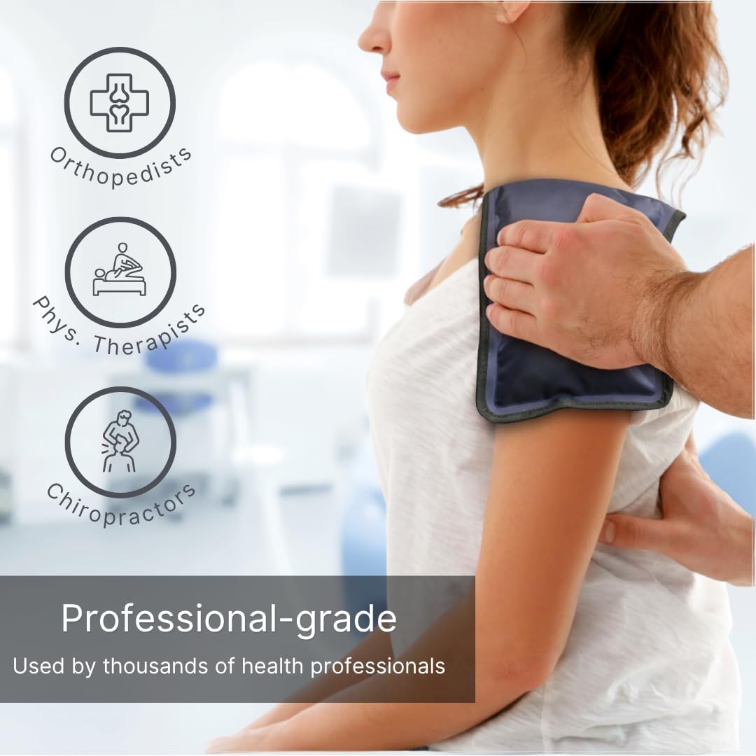 FlexiKold Gel Soft Flexible Ice Packs for Injuries - Reusable Freezer Cold Pack, Cold Compress & Cooling Gel Pad for Face, Shoulder, Hip, Leg, Arm, Ankle & Foot Injury - Medium - 7.5” x 11”
