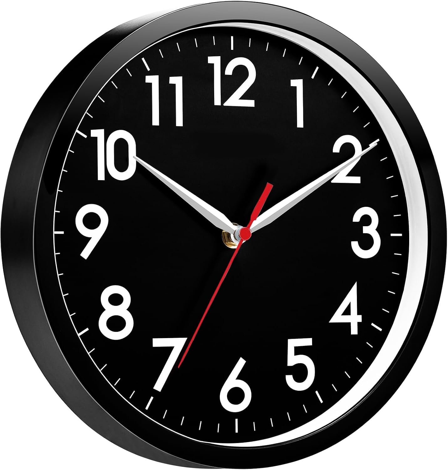 AKCISOT 8 Inch Wall Clock, Silent Battery Operated Analog Clock, Black
