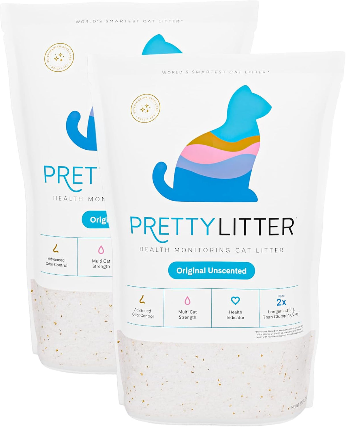 PrettyLitter Health Monitoring Cat Litter, Unscented, 2-Pack, 6 lb. Bags