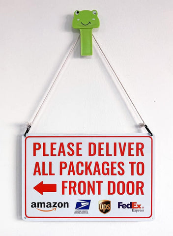 Please Deliver All Packages to Front Door Left Arrow - Bestylez Delivery Sign for Outdoor Use 12" * 8" (146)