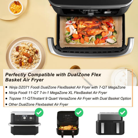 BYKITCHEN Air Fryer Liners for Ninja Foodi DZ071 7 Qt MegaZone Airfryer