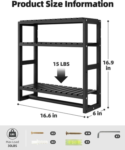 Galood Over The Toilet Storage Bathroom Shelves Wall Mounted 3 Tier Black