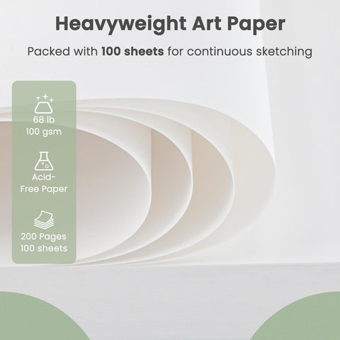 Cewei 9x12 Drawing Paper Pad, 100 Sheets Spiral Bound Sketchbook, 68lb/100gsm White Drawing Paper for Kids Ages 4-8, Art Supplies for Kids 9-12