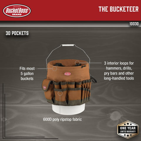 Bucket Boss The Bucketeer Bucket Tool Organizer in Brown, 10030 (Pack of 6)