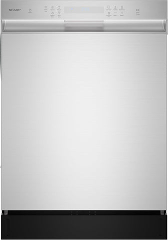 Sharp SDW6504MS Stainless Steel Dishwasher, 24-inch Pocket Handle, 52 dB, Hybrid Tub, 12 Place Settings, 5 Cycles, Heated Dry