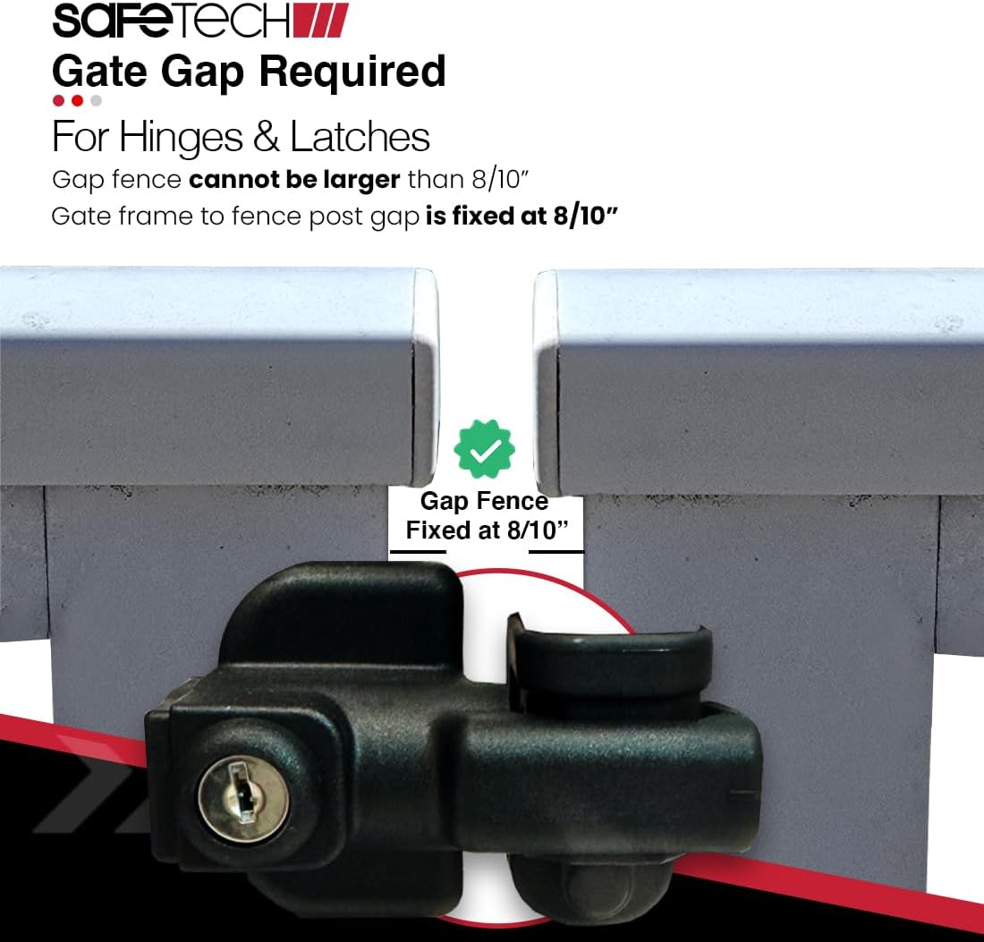 Safetech Hardware Magnetic Top Pull Gate Latch | Key Lockable Vertical Pull Gate Lock | Pool & Child Safety Gate Hardware | Kid & Pet Protection | Any Sqaure Post | SL-50H - 22” H Black
