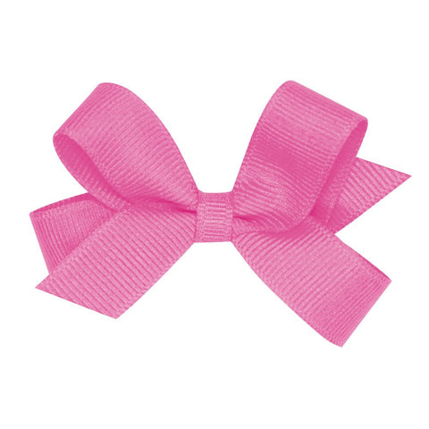 Wee Ones Girls' Classic Grosgrain Hair Bows with Plain Wrap Center, No-Slip Hair Clip, Handmade, Hot Pink, Tiny