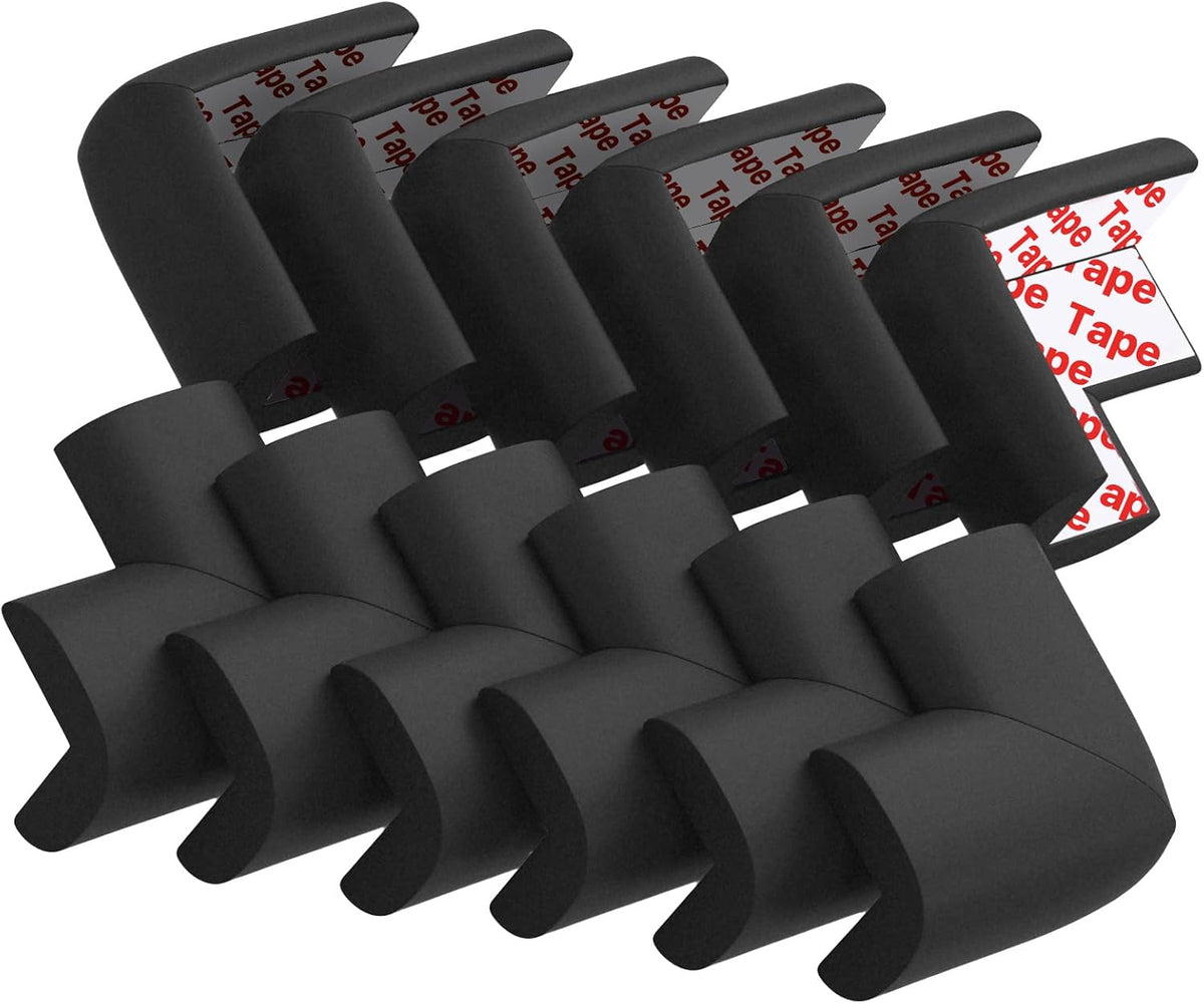 12 Pack Soft Corner Protector Baby Proofing Edge and Corner Guards (Black)