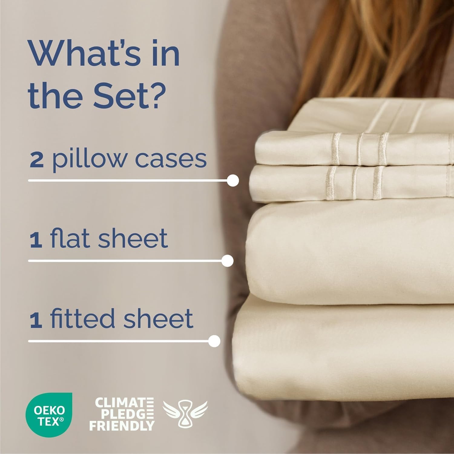 Cal King Size 4 Piece Sheet Set - Breathable & Cooling Sheets - Off White