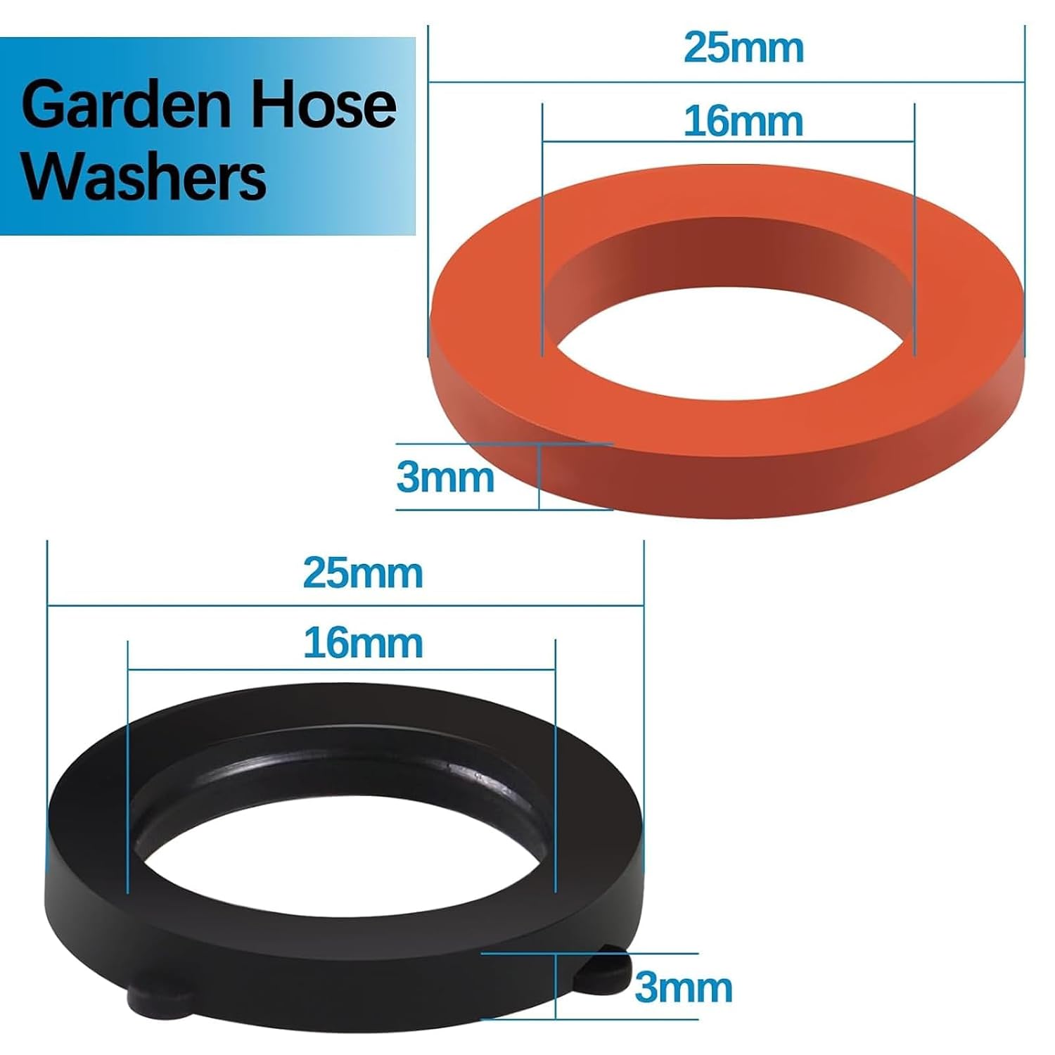 ZDBB 80 Pcs Garden Hose Gasket Rubber Seal, Fits All Standard 3/4 Inch Outdoor Hose Fittings with Heavy Duty Red and Black Self-Locking Tabs to Hold The Gasket Securely in The Fitting