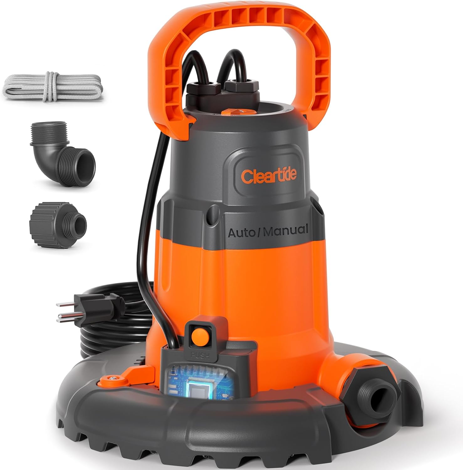 Cleartide Smart Automatic Water Pool Cover Pump,Submersible Pump Removes Water from Inground/Above Ground Winter Swimming Pools, 1/3 HP 2790 GPH, Auto On/Off & Freeze Protection, 25ft Cord, 120V AC