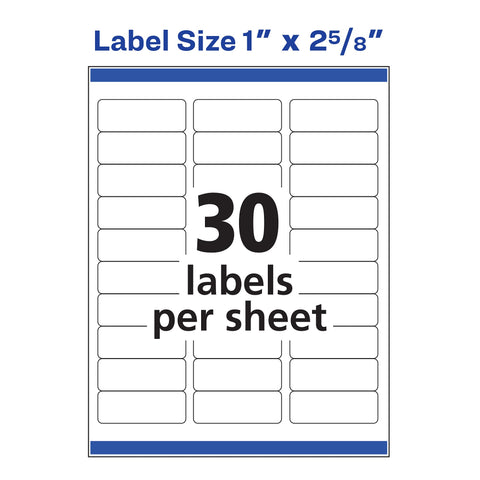 Avery Easy Peel Printable Address Labels with Sure Feed, 1" x 2-5/8", White, 750 per Pack, 2 Packs, 1,500 Blank Mailing Labels Total (08160)