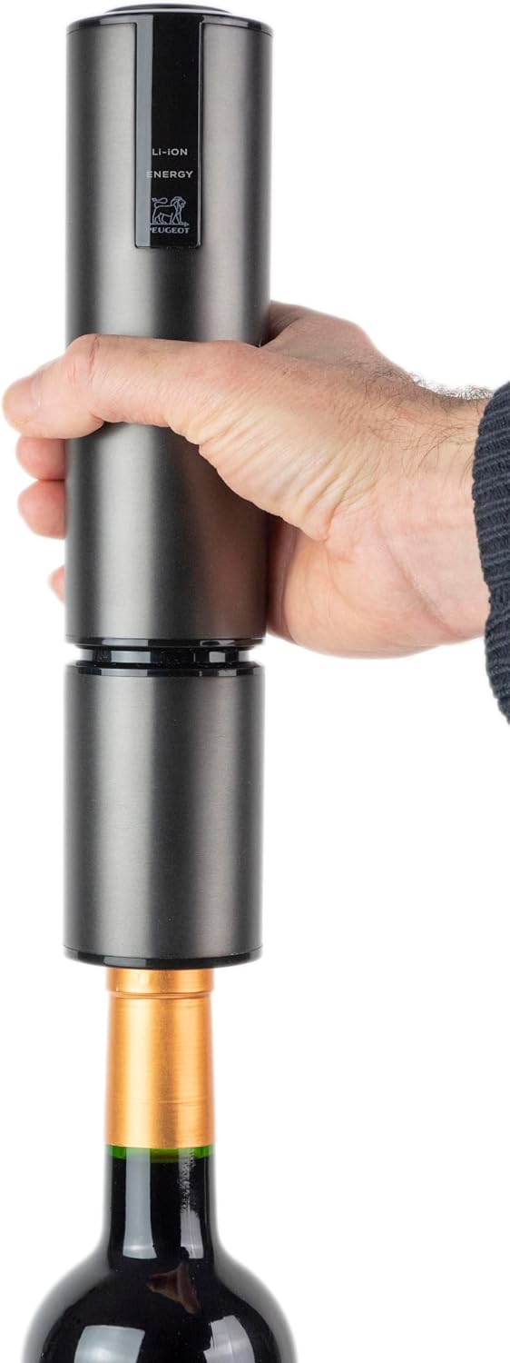 Peugeot Elis Touch Rechargeable Electric Corkscrew, 10 in, Carbon