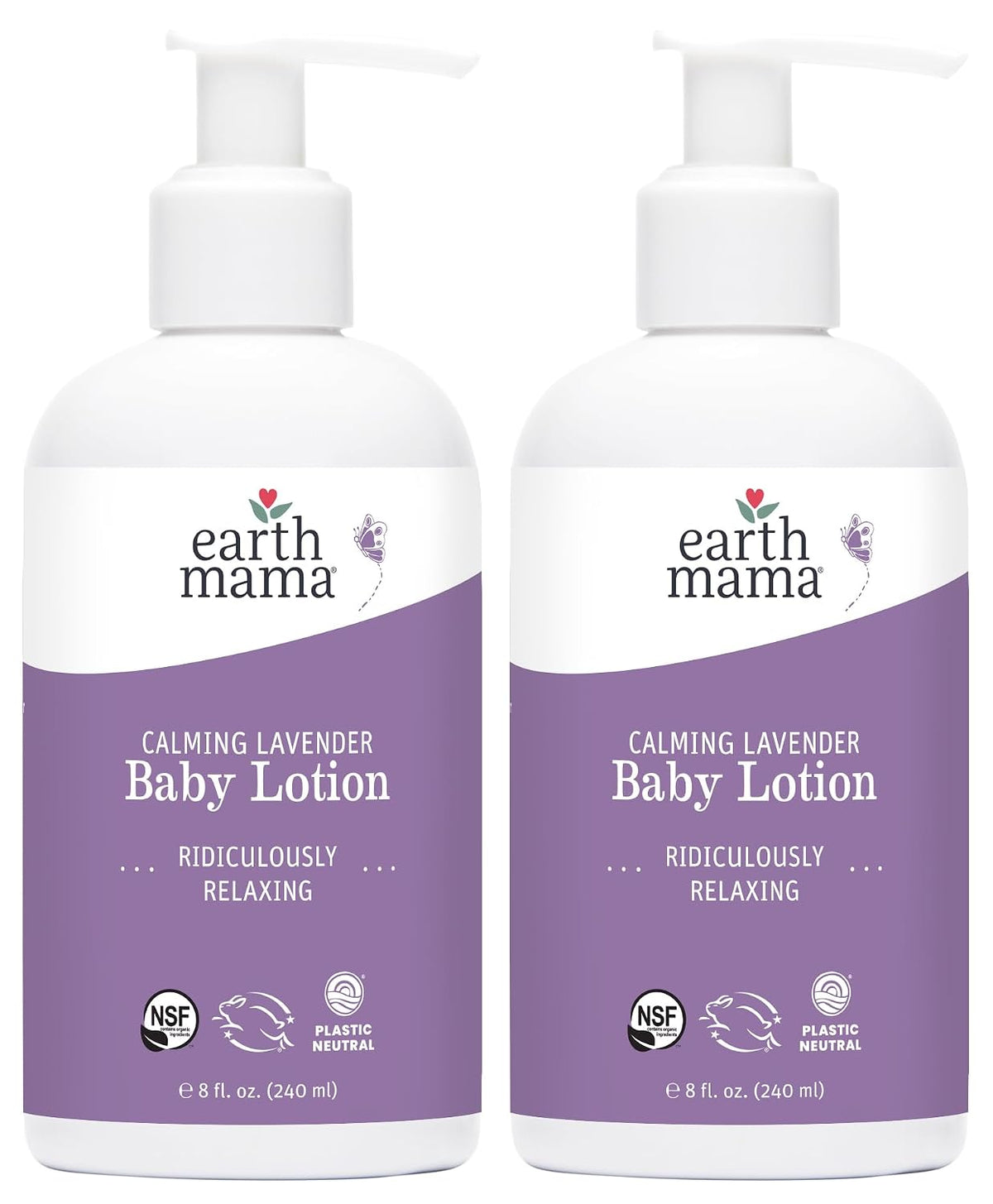 Earth Mama - Calming Lavender Baby Lotion for Dry Skin - 8 Fl Oz (2 Pk)