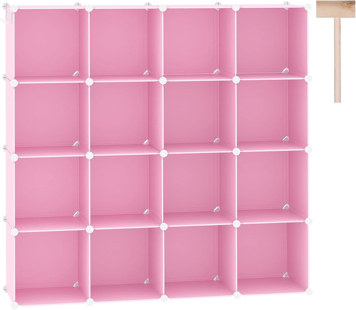 C&AHOME 16 Cube Storage Organizer Cube Shelves Units Storage Cubes, Pink