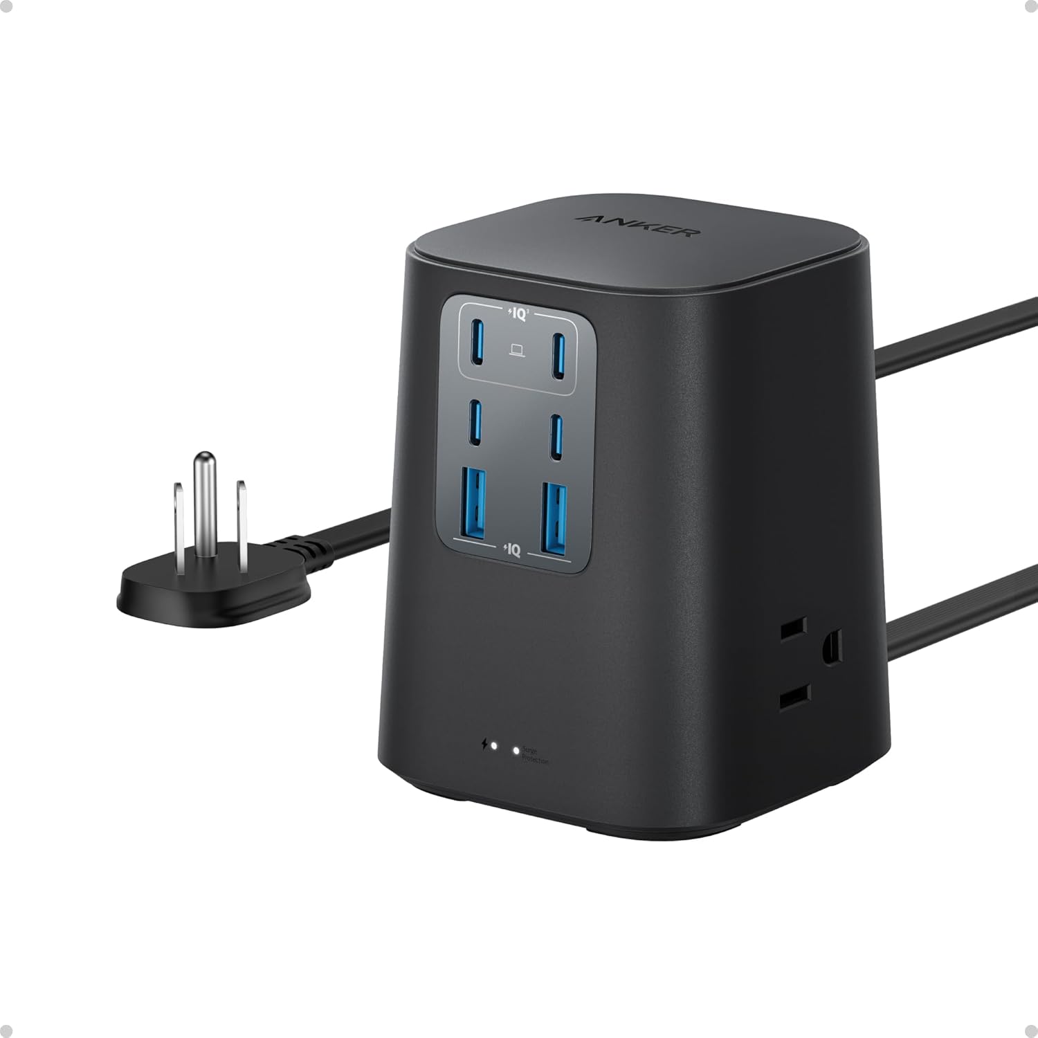 Anker Desktop Charger, 9-in-1 Power Strip with 300J Surge Protector, 100W