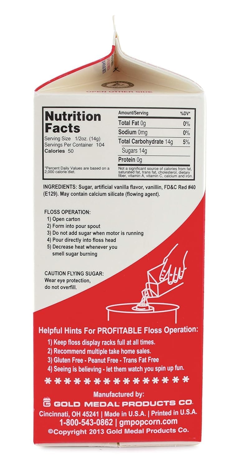 Floss sugar Flavor Cotton Candy 3.25 lb - 1 Carton 52 oz - 1/2 Gallon (Watermelon)