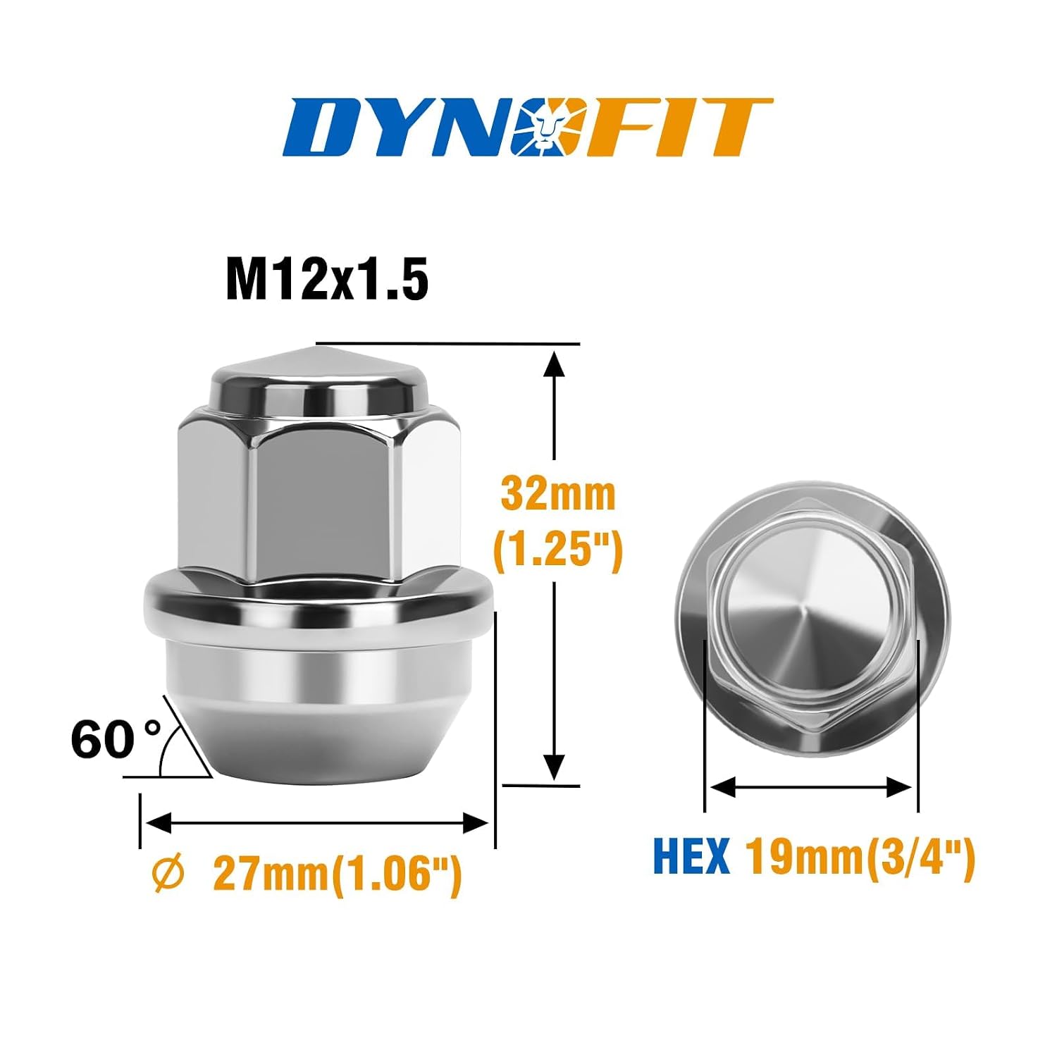 Dynofit 12mmx1.5 OEM Lug Nuts for 2005-2021 Fusion,2001-2026 Escape,2008-2018 Focus,One-Piece Style Stock Wheel Nuts Replace for MKC MKZ Factory Nut, Compatible with Ford Lincoln,Work on AL/Steel Rim