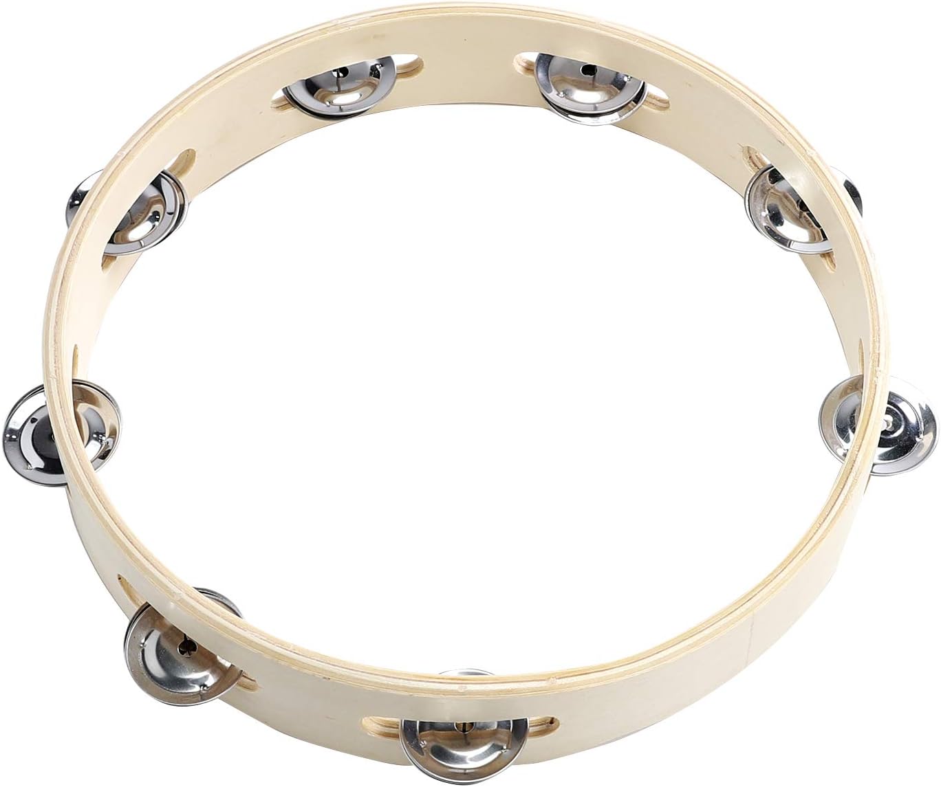 Musfunny Tambourine Ring for Adults 10 inch Wooden Handheld Percussion