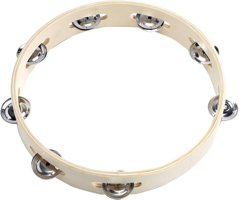 Musfunny Tambourine Ring for Adults 10 inch Wooden Handheld Percussion