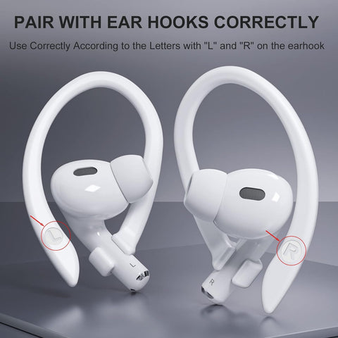 2 Pairs AirPods Ear Hooks for AirPods Pro 2 Pro, 4 3 2 1, White